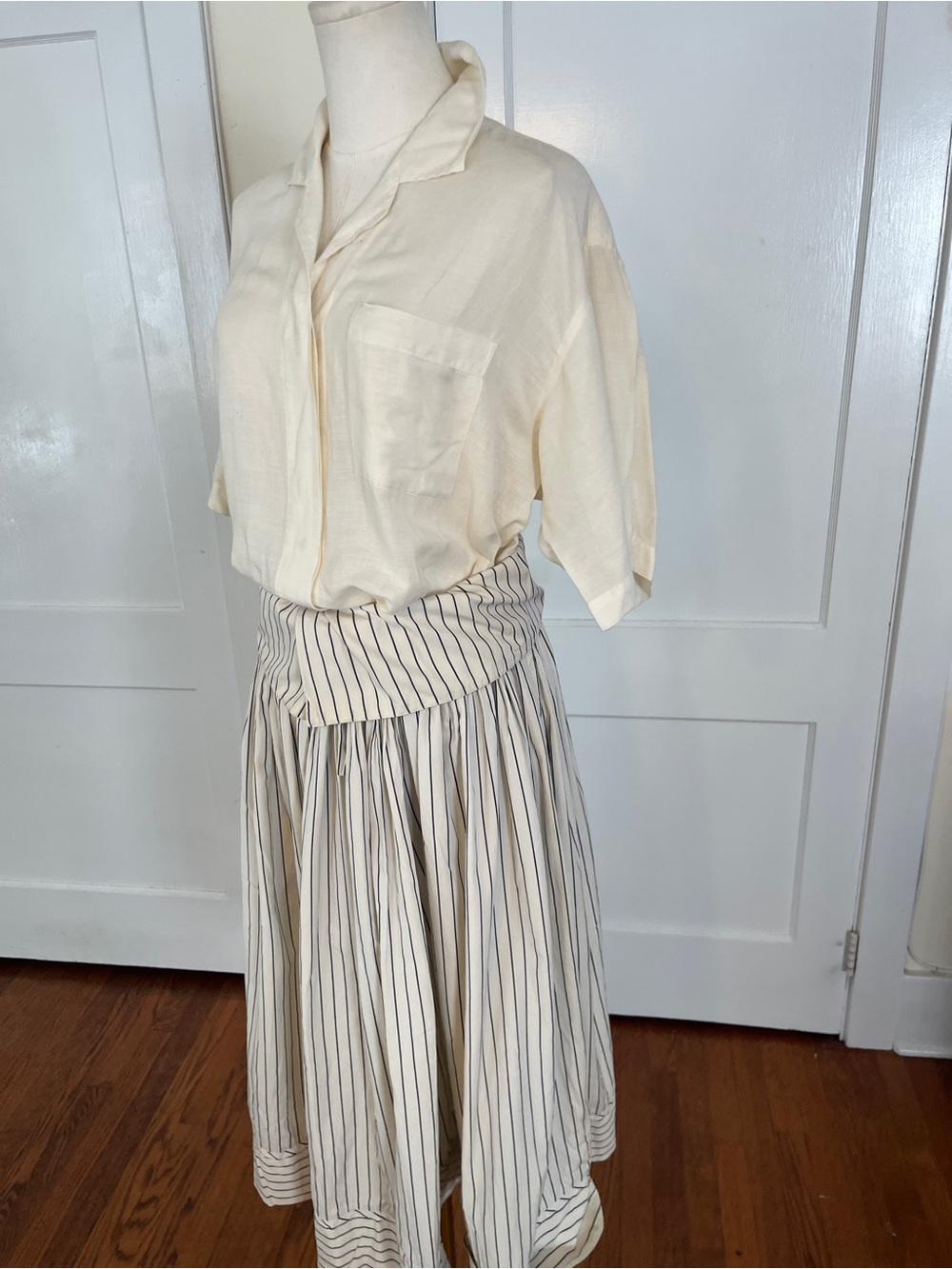 KENZO Blouse & Vintage 1980s Striped Skirt Set – A Beautiful Sweep - Picture 4 of 10